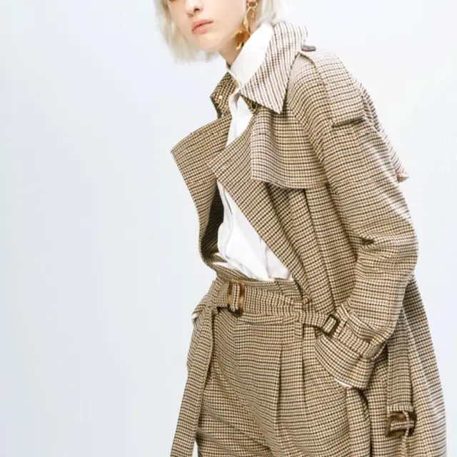 通勤气质百搭宽松中长款双排扣腰带风衣外套