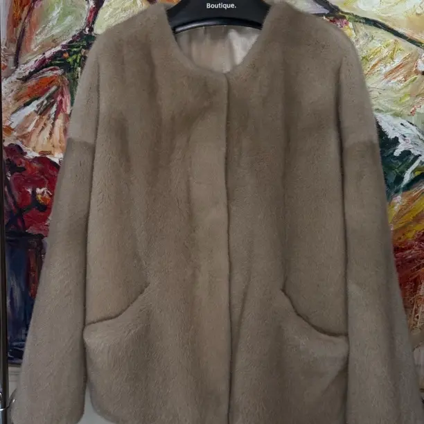 进口紫标天鹅绒圆领短款女士水貂皮草外套百搭洋气