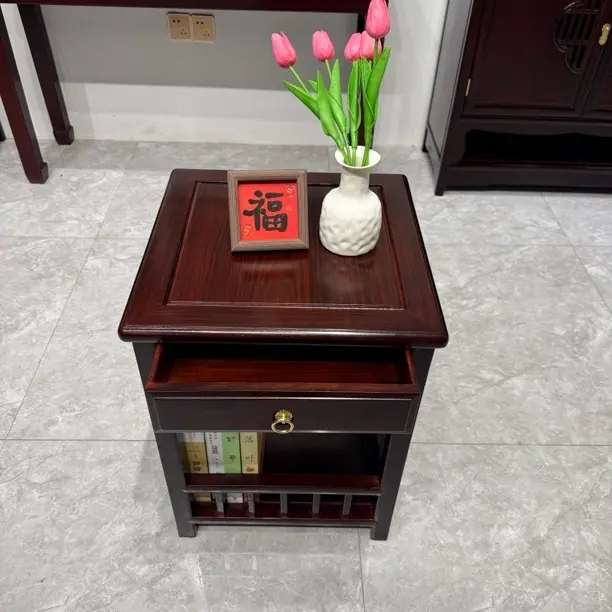 黑酸枝小茶几中式置物架储物柜茶柜盆景架