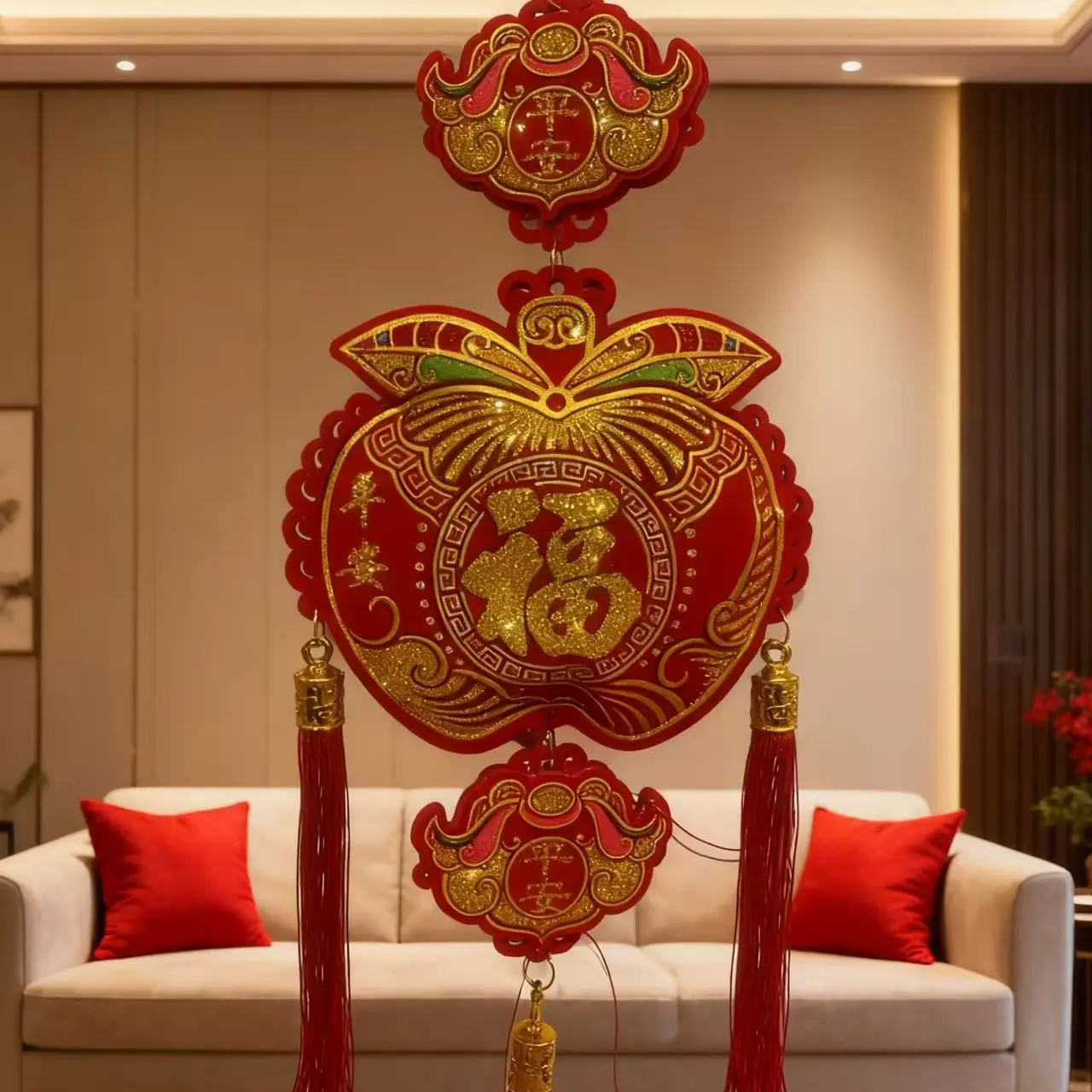 平安苹果【2个】新年大号挂饰春节喜庆乔迁入户门装饰