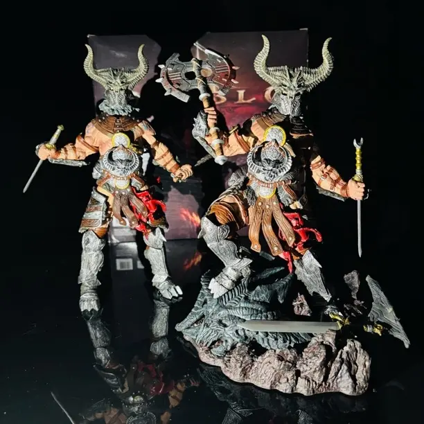 暴雪 暗黑破坏神3可动野蛮人带底座头盔武器关节可动手办生日礼物