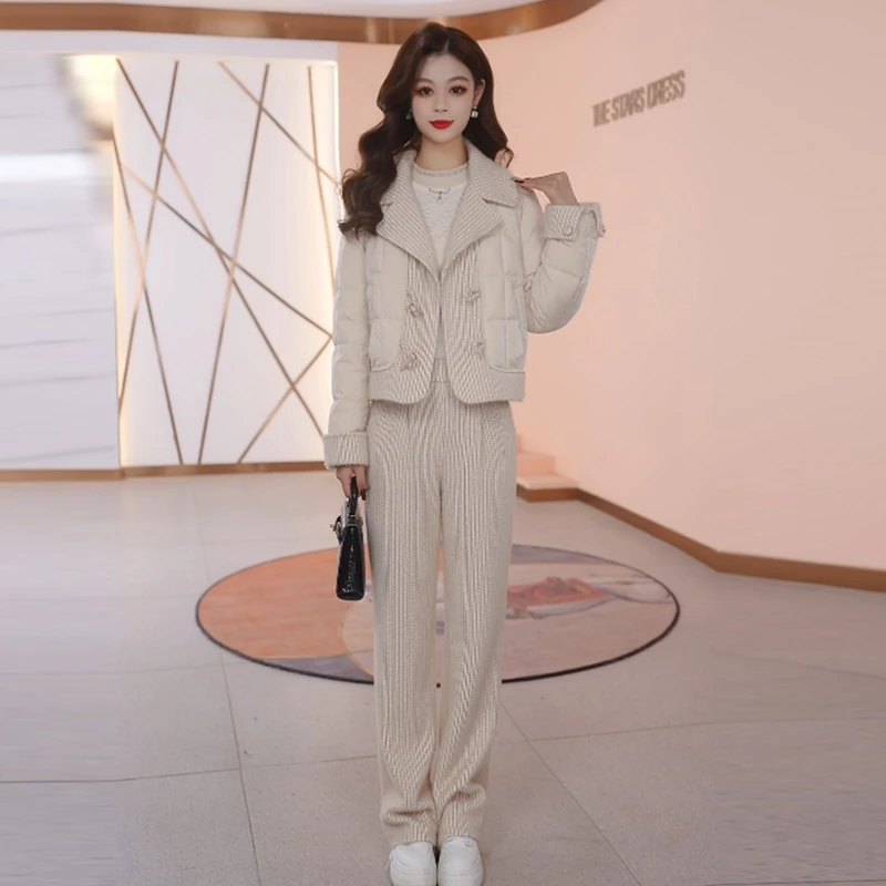 【羽绒服套裤】冬季白鸭绒羽绒服百搭新款时尚气质休闲保暖外套套裤