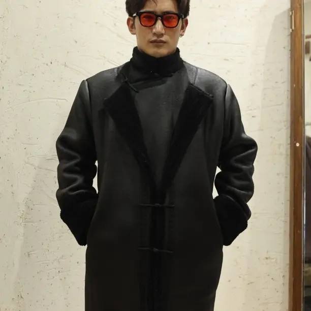 保暖厚款长款西装领冬季皮衣休闲复古秋冬立领原创设计藏式新中式