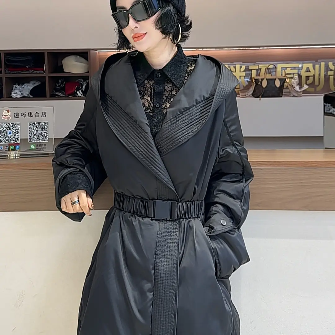 【迷巧】时髦新款冬季加厚连帽白鹅絨羽绒外套