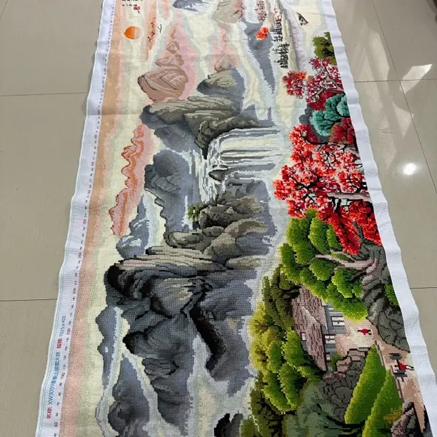 2.3米纯手工富春山居图十字绣成品客厅高端装饰画新款