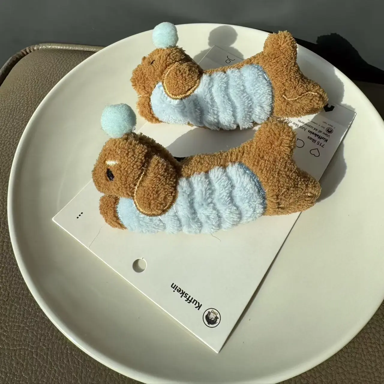 可爱腊肠狗抓夹女新款毛绒小狗发抓甜美后脑勺盘发抓