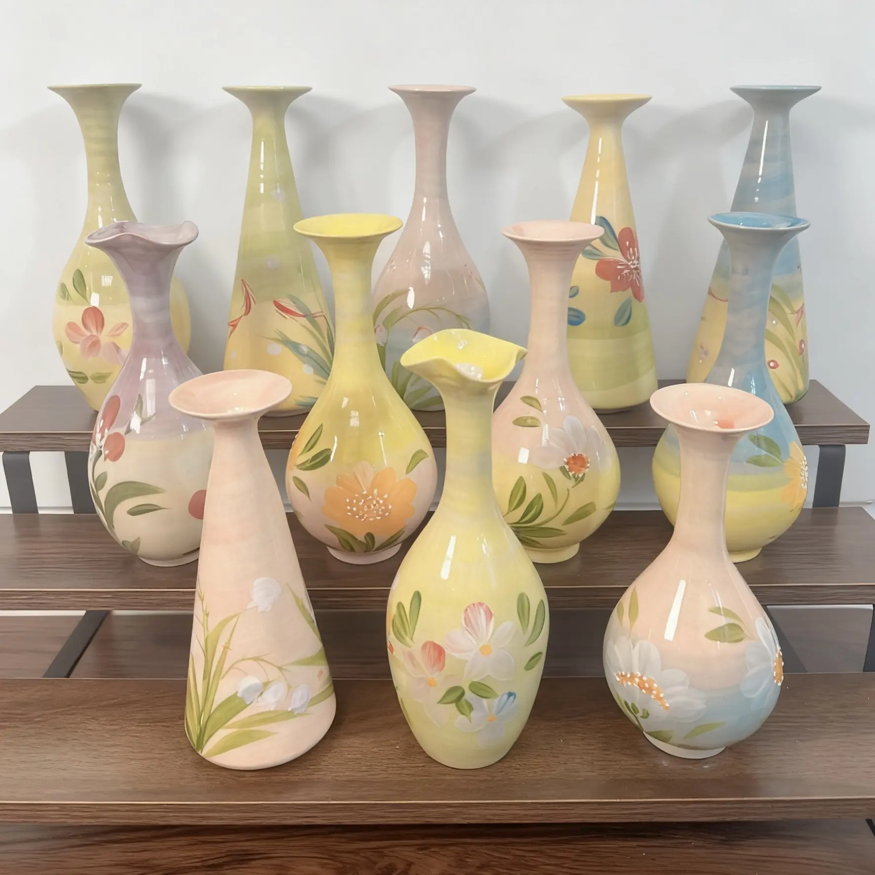 景德镇陶瓷手工手绘立体釉油画花瓶永生仿真花创意礼物摆地摊