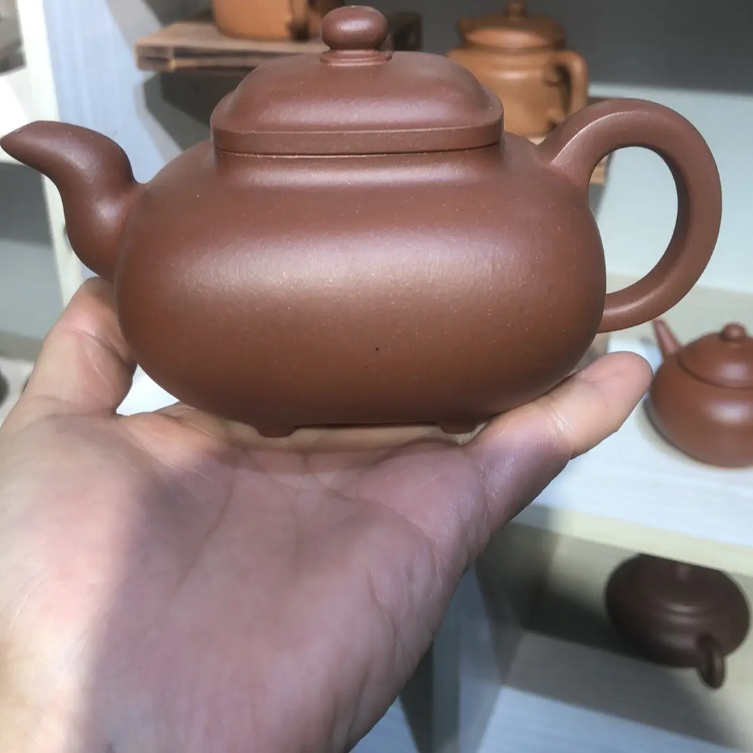 原矿底槽清半手工四方传炉紫砂壶250cc
