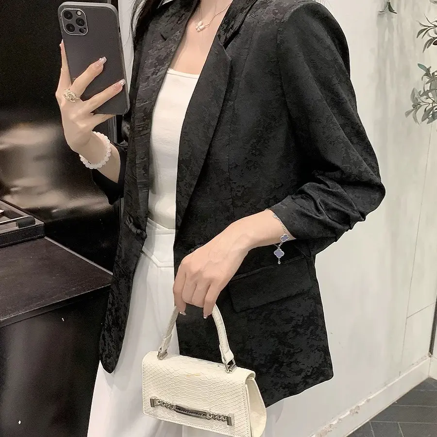 055桑蚕丝女士短款休闲西装外套春夏装高级感气质外搭开衫