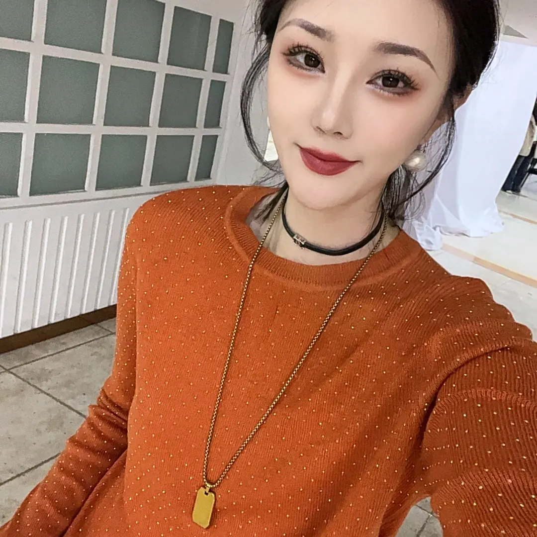 镂空微透慵懒感宽松显瘦圆领套头长袖针织衫罩衫毛衣女新款