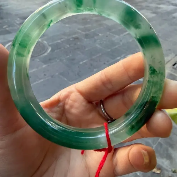 天然石英质玉高冰飘花冰透正圈平安镯百搭气质首饰品