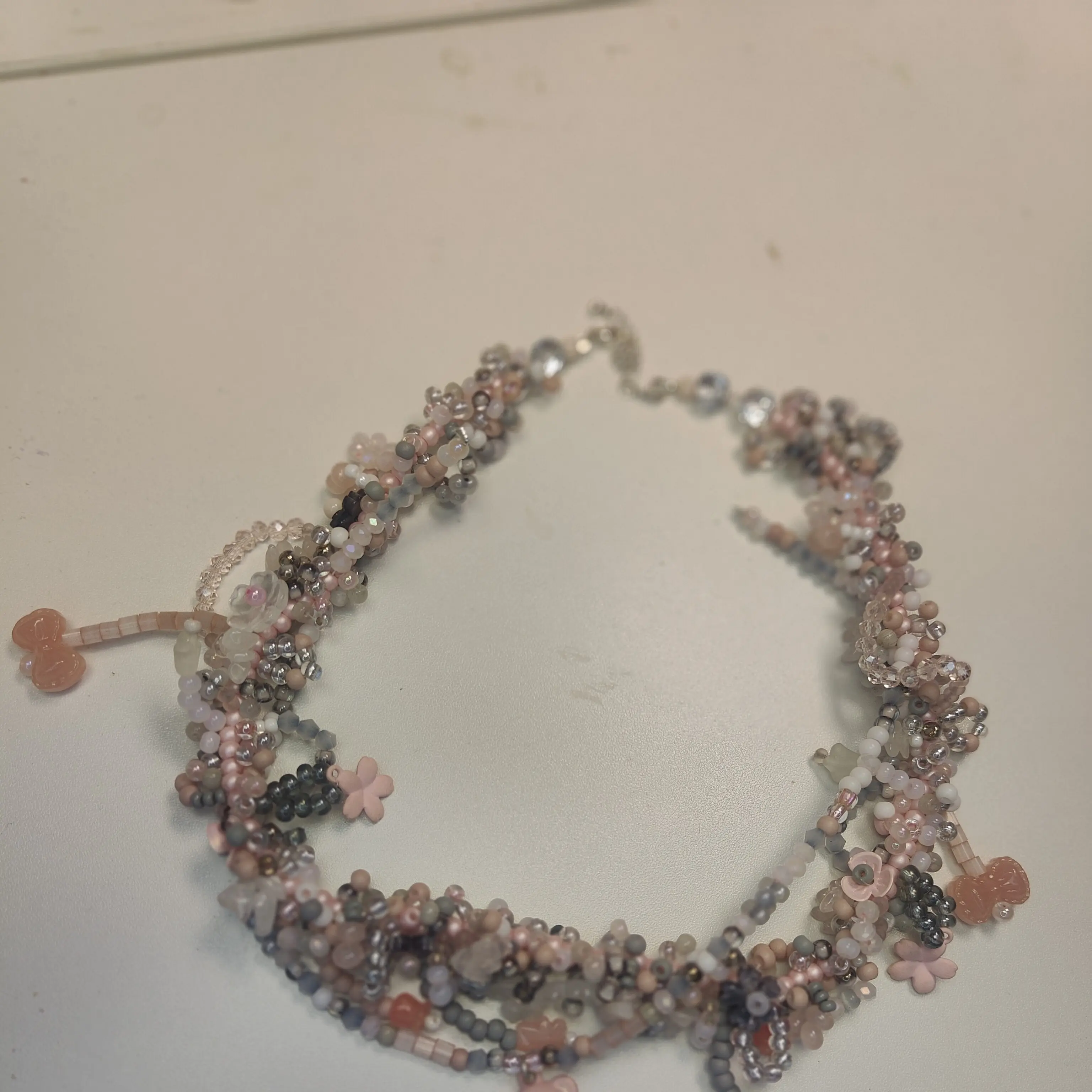 手工编织冰透感紫蝴蝶合金玻璃小众高颜值爆款