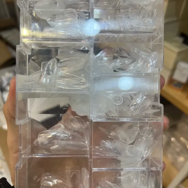 美甲专用欧美潮款折无痕尖梯椭圆杏仁甲片500片一盒