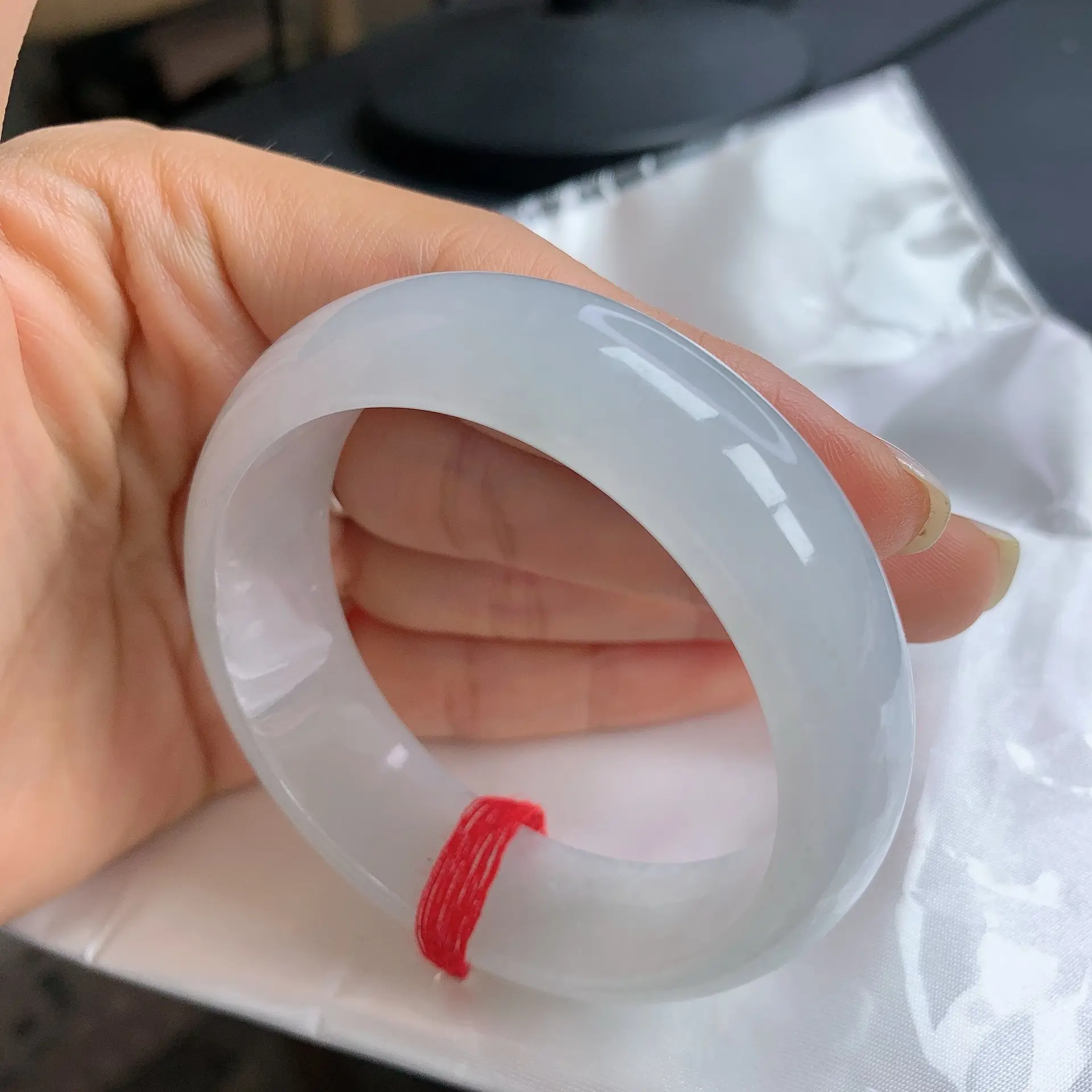 缅甸天然A货翡翠53圈口冰胶润轮胎手镯