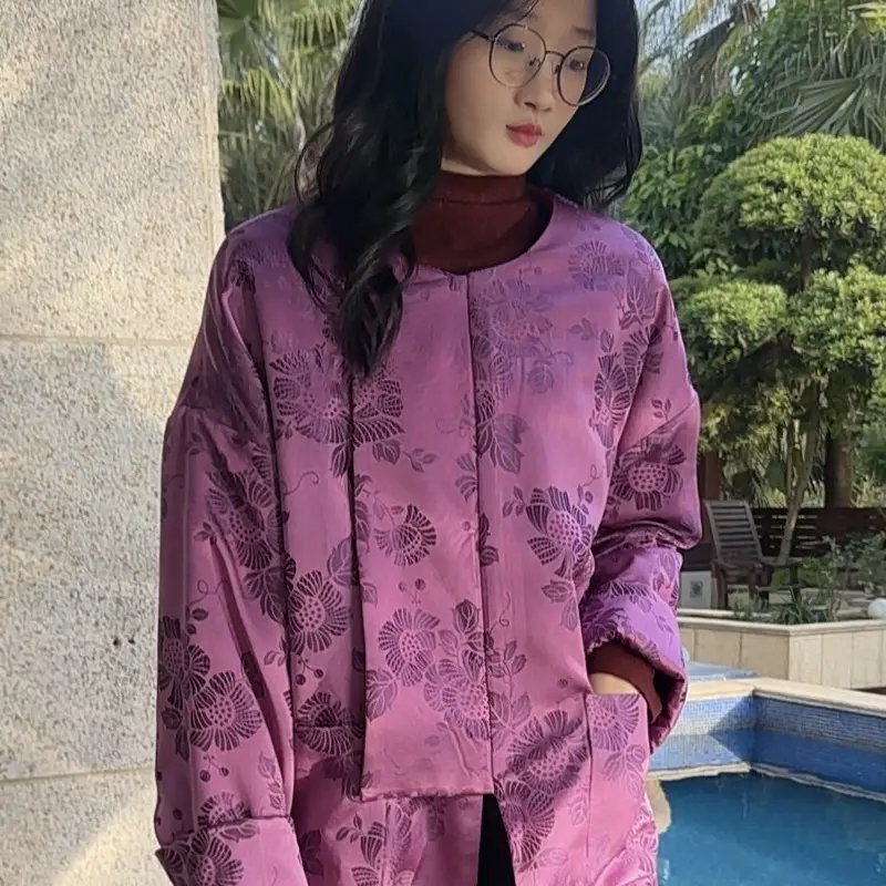 八姨新中式老软缎驼绒外套