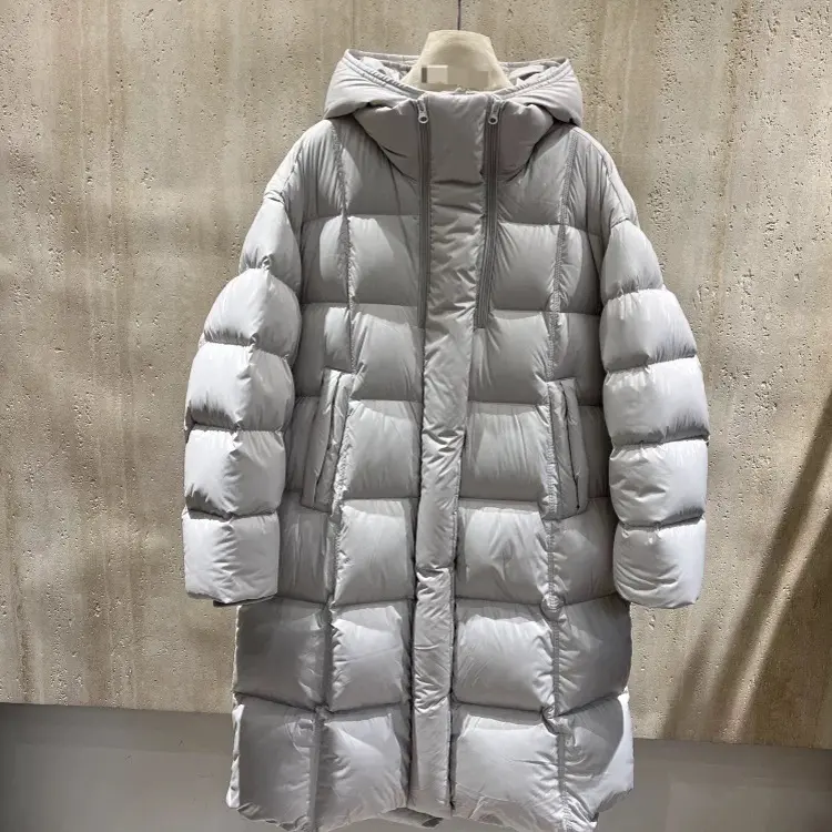 【OZZ—25007】冬季韩系连帽长款加厚保暖白鸭绒外套