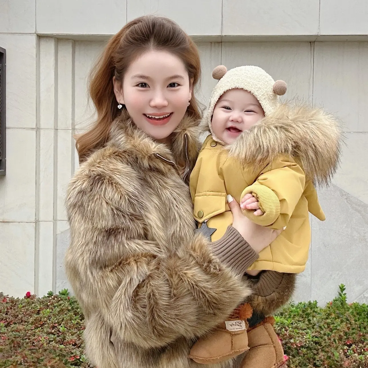 女童冬季精灵帽棉服洋气男童大毛领夹棉加厚棉衣外套宝宝保暖棉袄