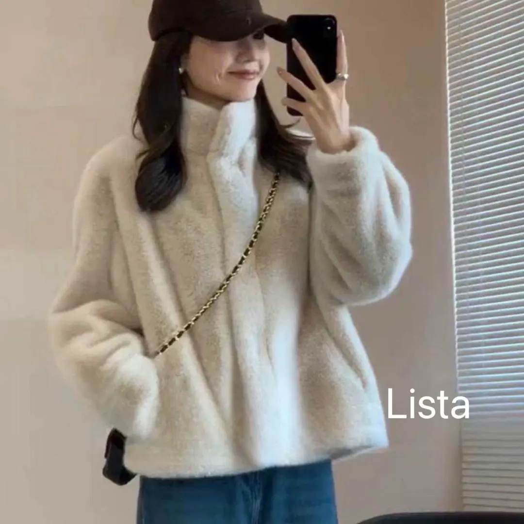 冬季新款女短款立领加厚环保毛毛绒外套档口清仓不退不换介意慎拍