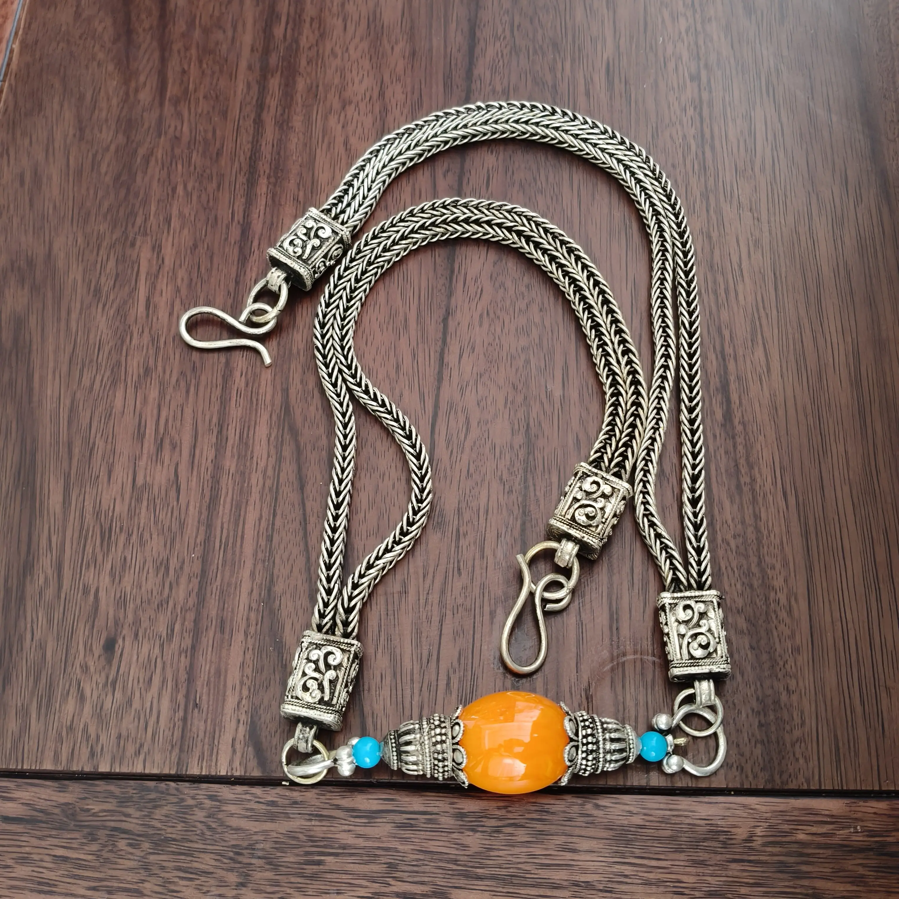 藏式民族风白铜镀银男女通用腰链