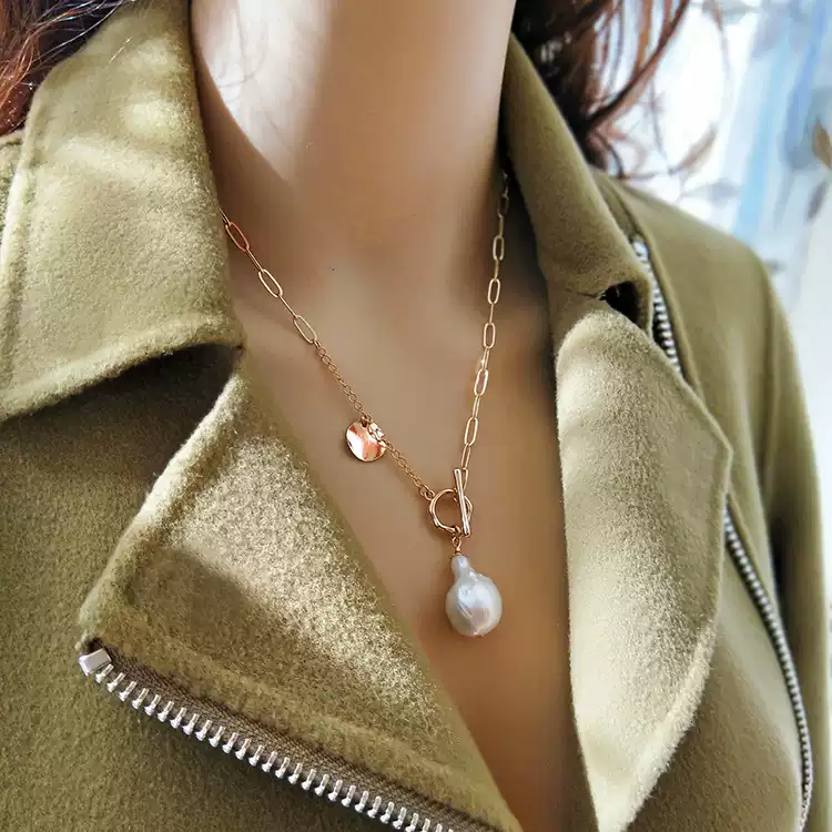 铜合金项链 异形巴洛克吊坠阿忆家-法式choker-锁骨链-潮人-显瘦