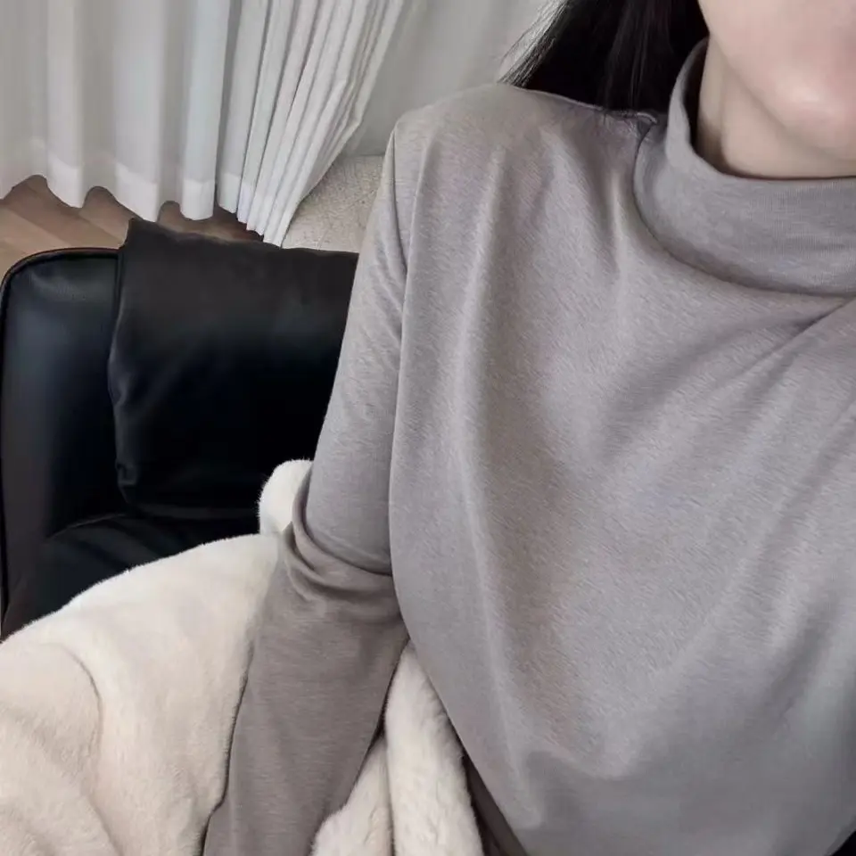 套头宽松半高领秋冬软糯女士打底长袖加绒