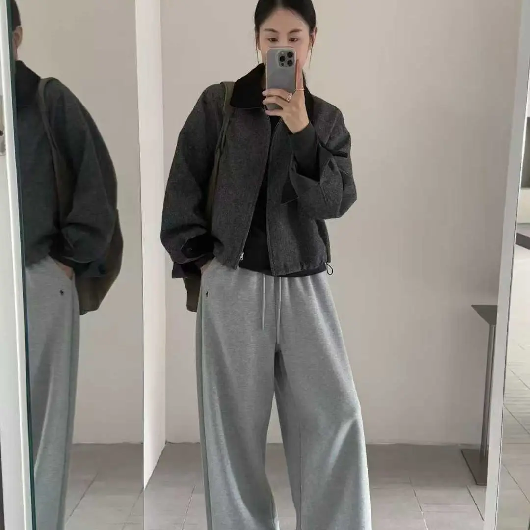 秋冬新款韩系撞色翻领短外套女宽松休闲百搭显瘦