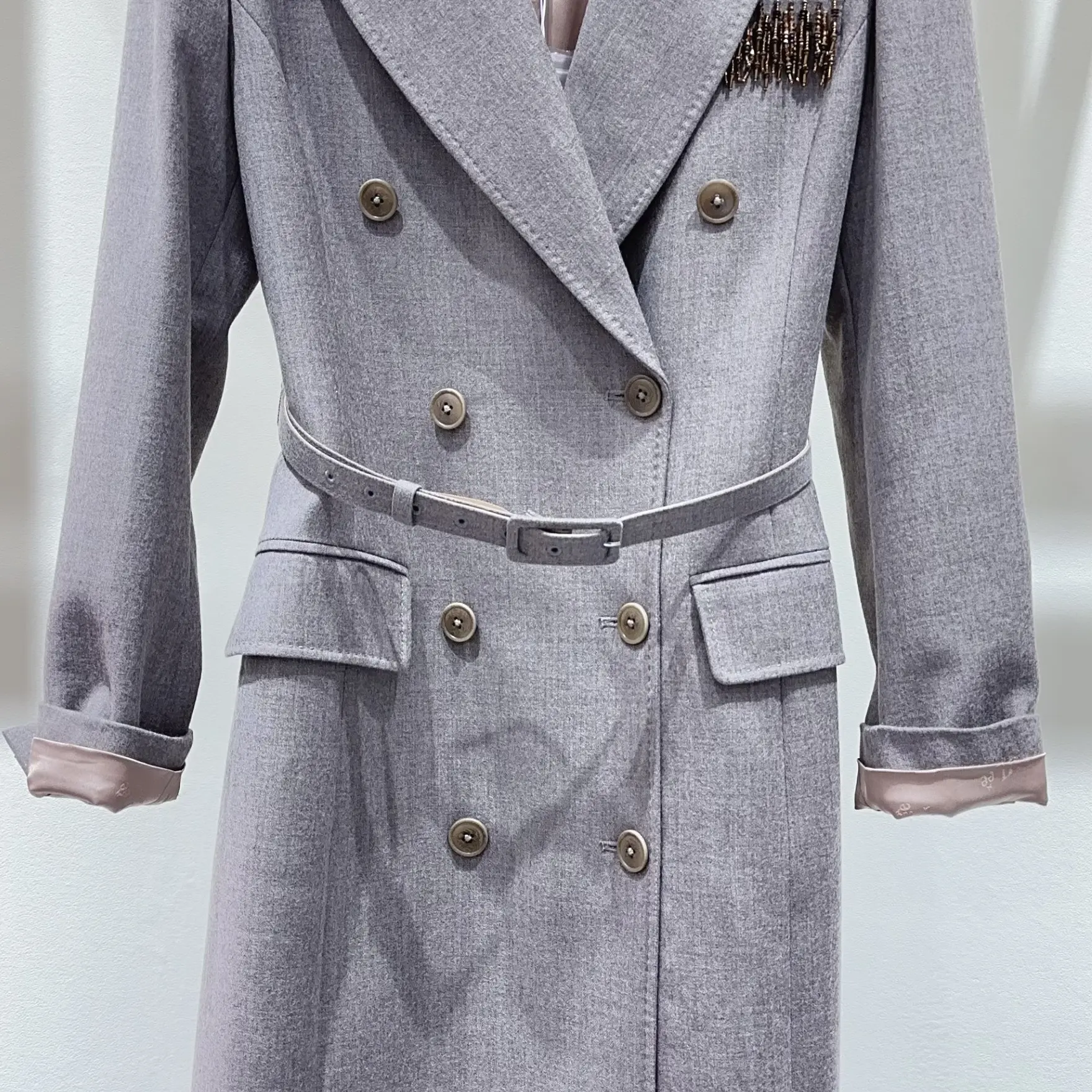 A长款西装领双面大衣韩版气质宽松显瘦保暖秋冬毛呢外套女