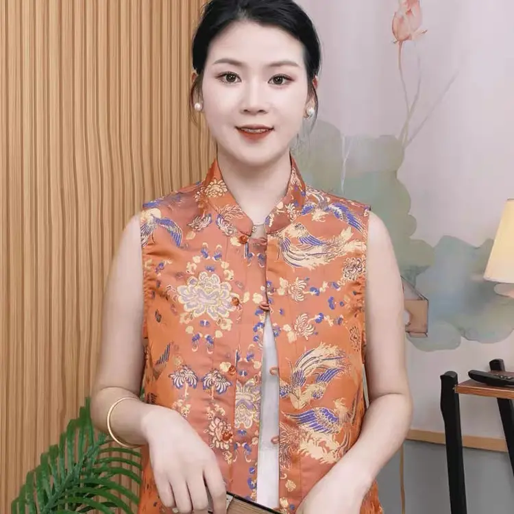 单排扣民族风女薄款提花复古马夹上衣双面加厚朋克风