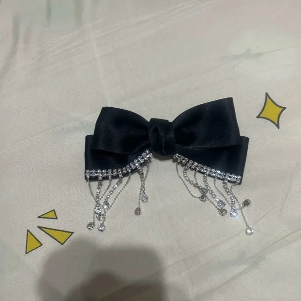 高级感蓝色缎面蝴蝶结发夹女ins风超仙头饰