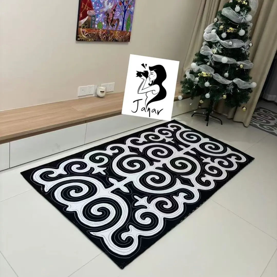 180×90cm雪尼尔哈萨克民族风地毯卧室地毯可以挂起来防滑吸水