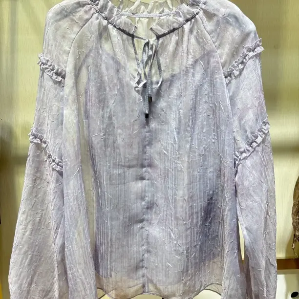 新款高级复古气质法式长袖百搭衬衫