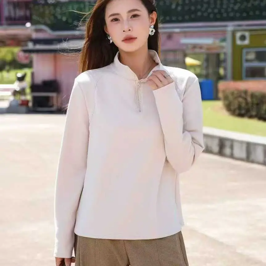 字母常规款女休闲风长袖立领T恤情侣春夏女款速干