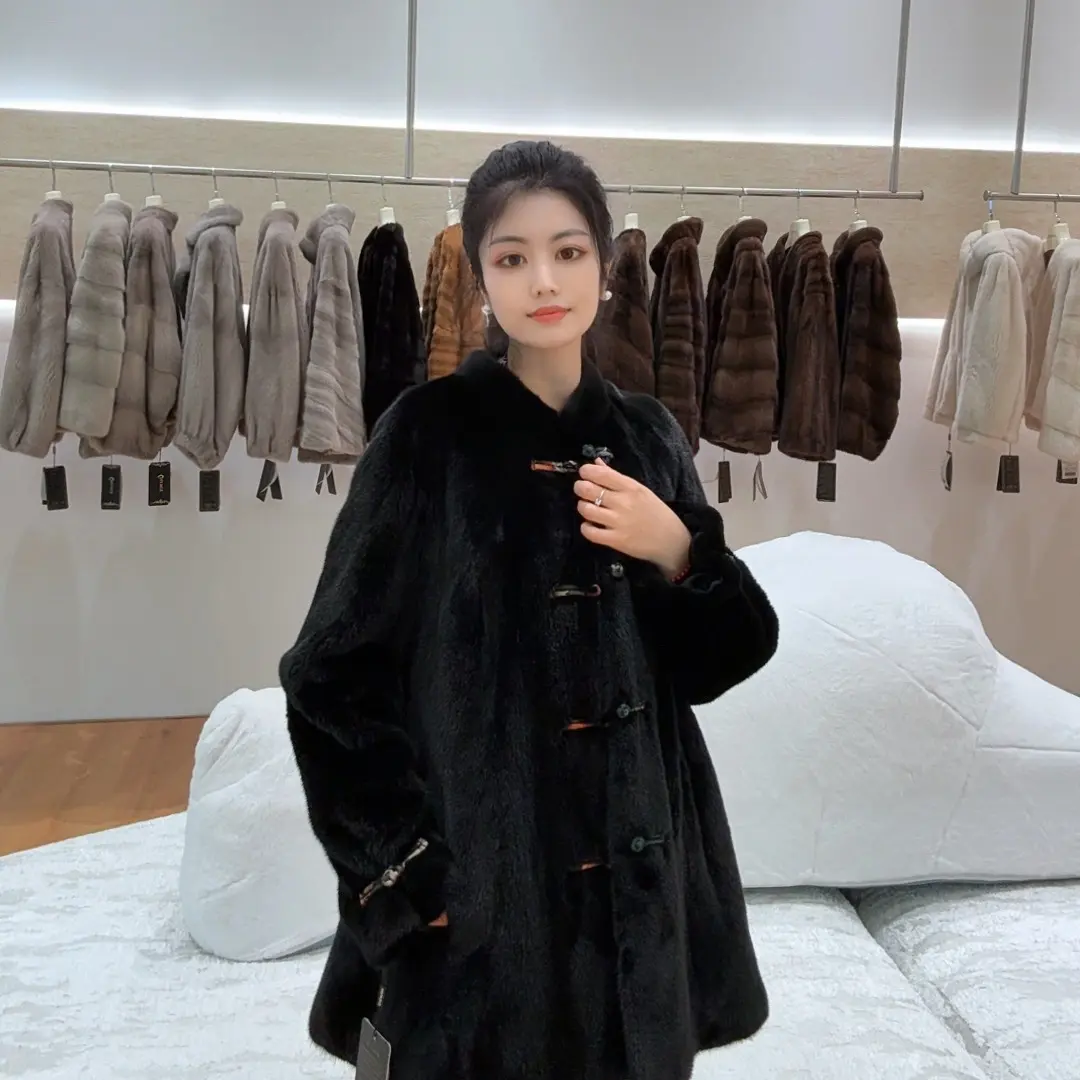天鹅绒貂皮大衣女新中式国风盘扣工艺时尚气质显瘦秋冬新款