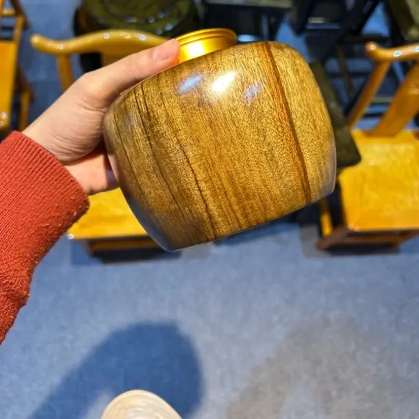 金丝楠木小叶桢楠阴沉乌木大号茶叶收纳罐楠木香味浓郁装500克