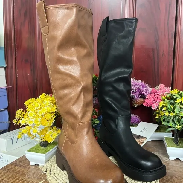 缘缘圆头气质不过膝长筒靴气质百搭时装靴36909