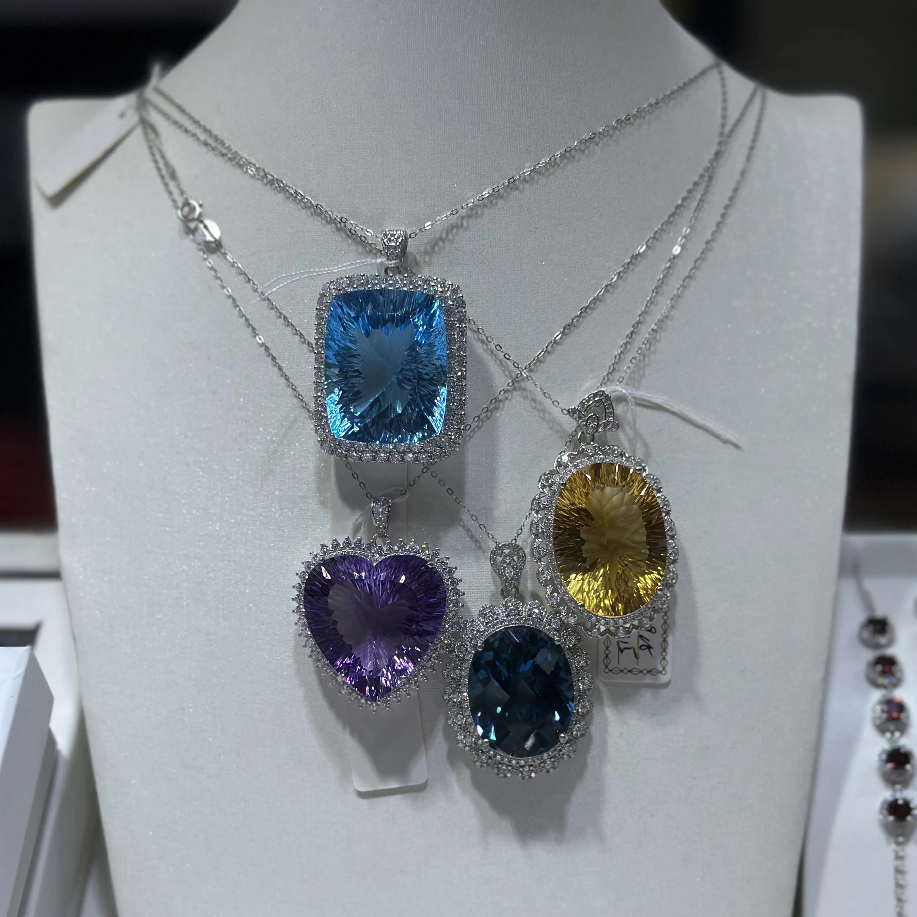 天然水晶 s925银戒指 彩宝水晶宝石多样性发货