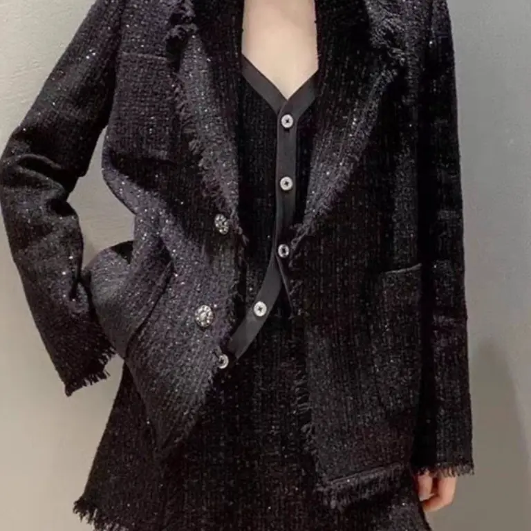 （不退换）5400542春秋流苏休闲小香风西装外套女西服