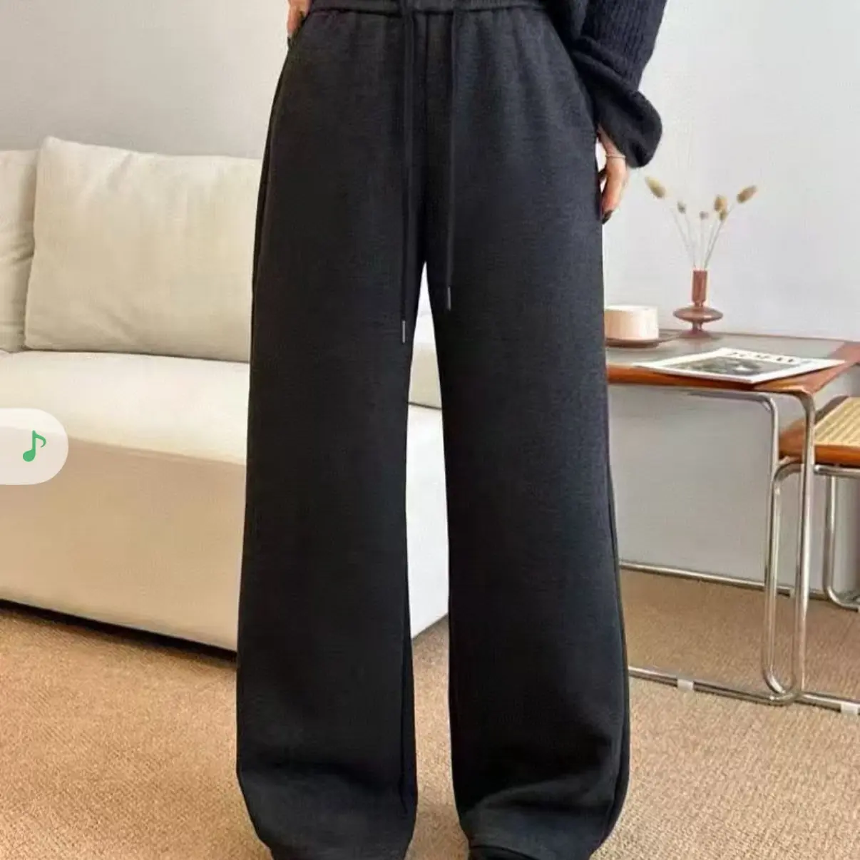 秋冬新款加绒加厚窄版休闲裤显瘦女款直筒长裤