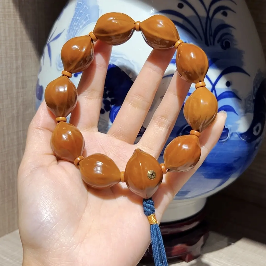 【疯程铁核】2.0/2.7手串带三通款手持梅林铁核橄榄核三花抛光款