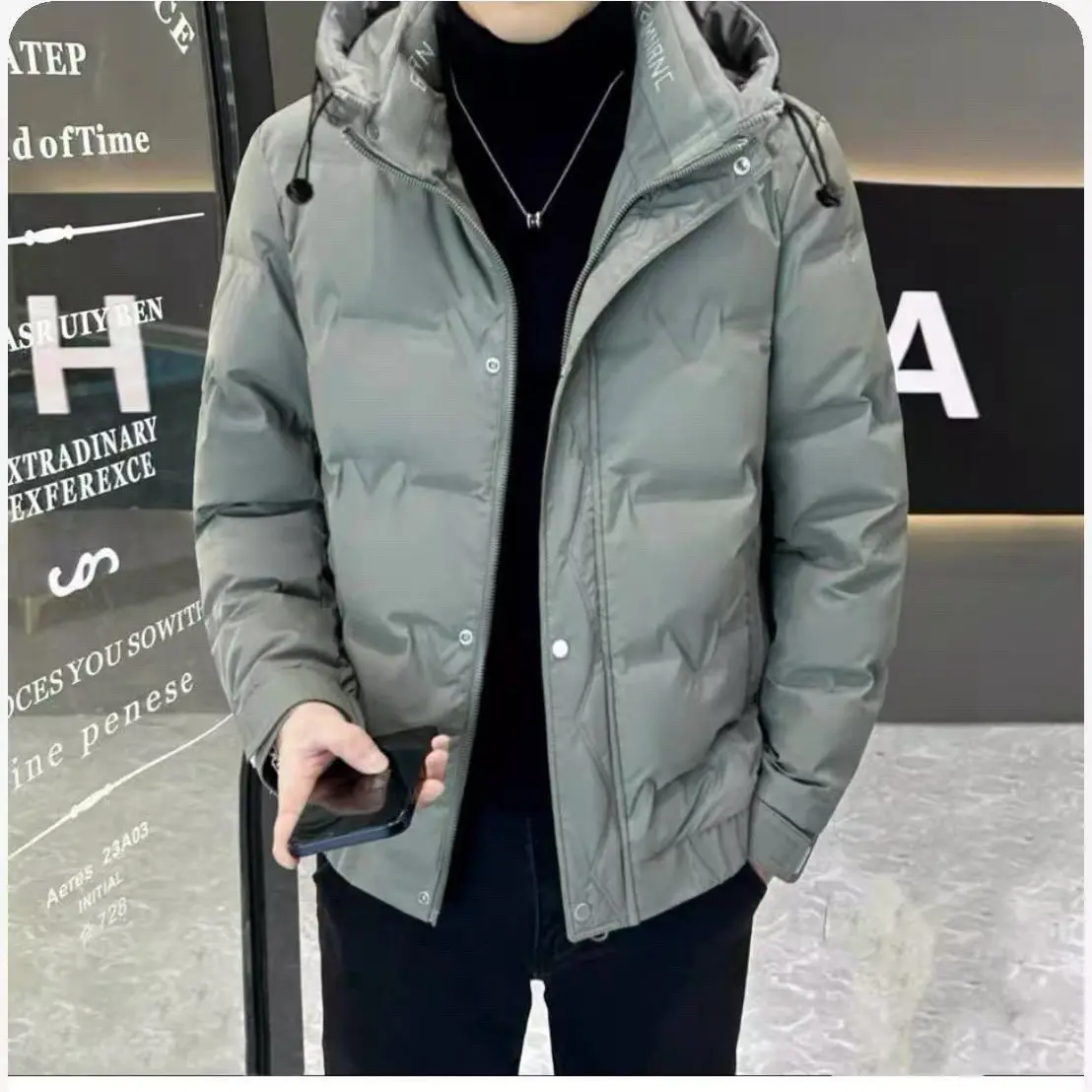 （羽绒服）男士冬季新款连帽轻薄免洗保暖休闲百搭短款（D23）