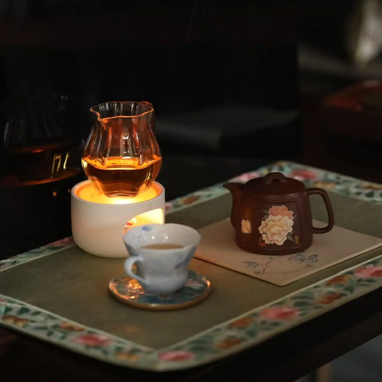 原矿老紫泥【团扇牡丹图】紫砂壶泡茶壶功夫茶具单壶200毫升容量