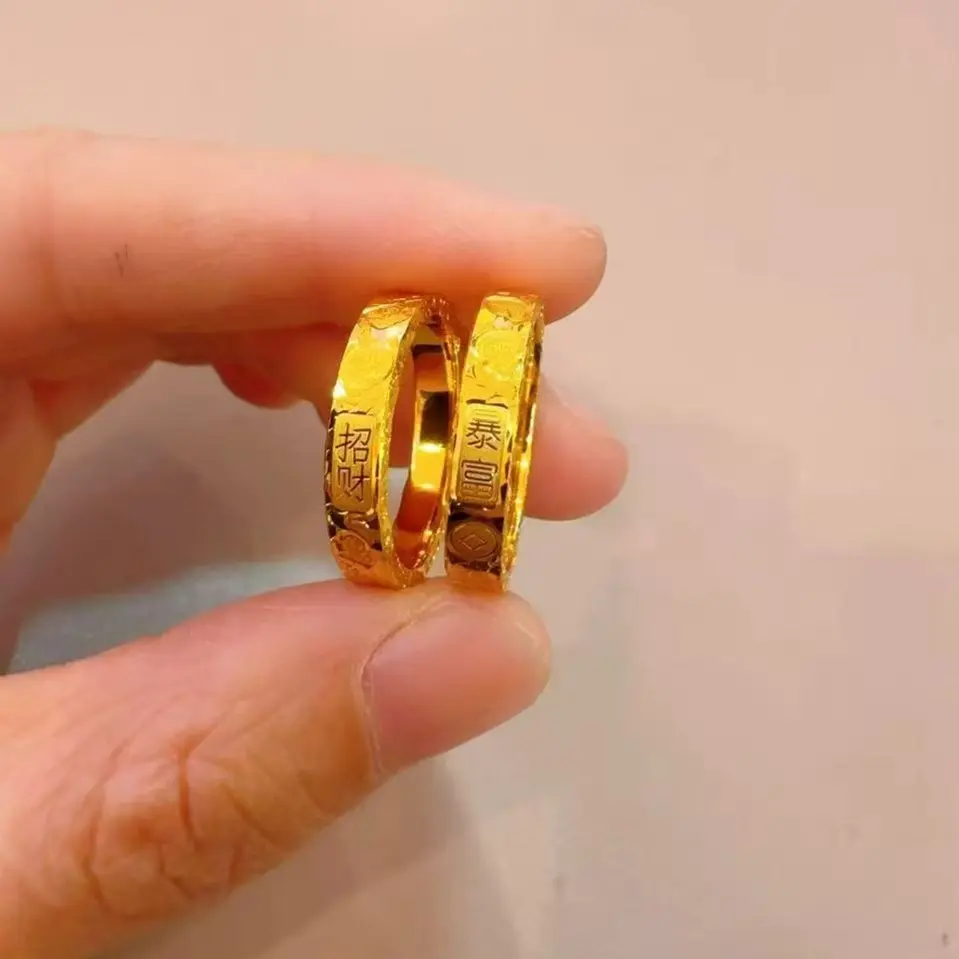 铜合金戒指 铜合金 精工4N碎冰冰吉言闭口戒指招财进宝