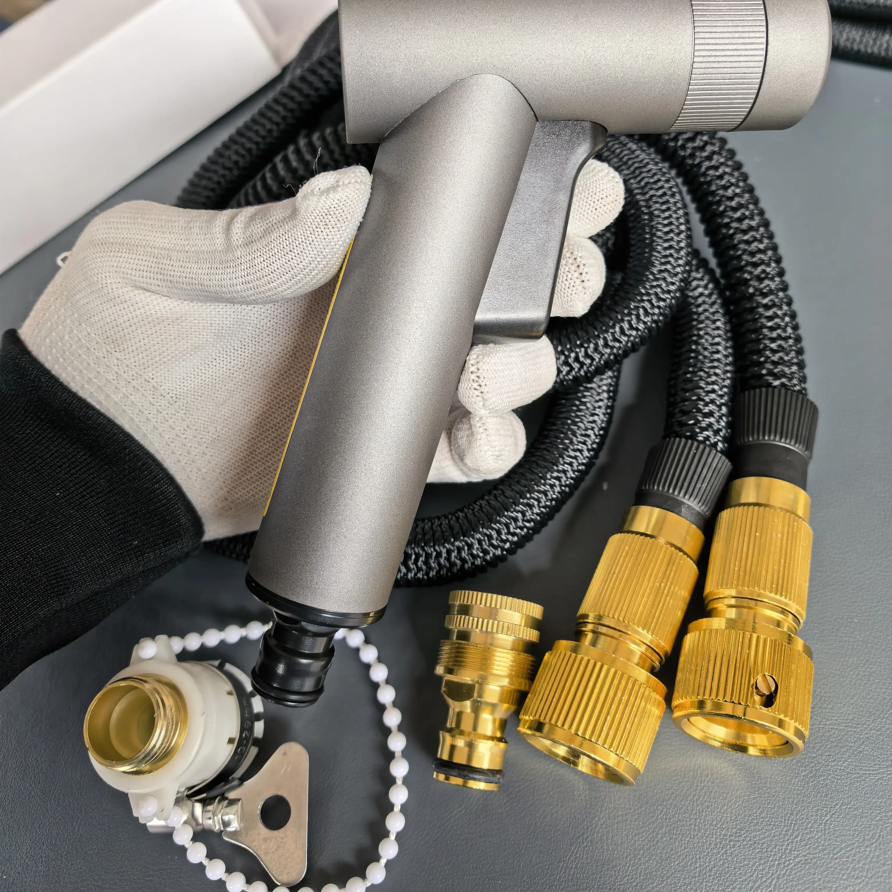 得力洗车高压水枪家用冲洗强力洗地院子增压伸缩自来水管喷水枪头