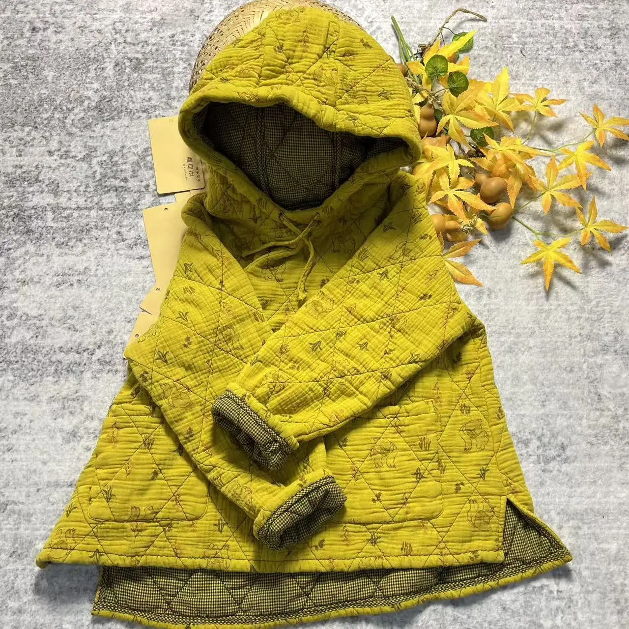 麻自在-新款数码印花炒色帽衫（衣长62−65，胸围126）