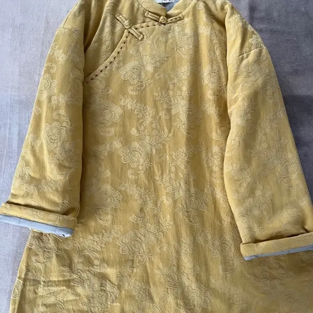 新中式复古提花加厚保暖中长款圆领宽松棉袄外套