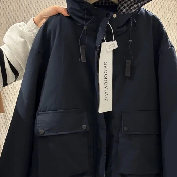 6013纯色百搭女士棉服冬季新款保暖中长款宽松工装风棉衣外套