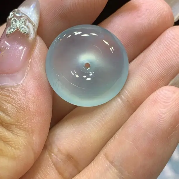 缅甸天然翡翠A货，淡淡的晴水平安扣冰透水润，胶质十足～