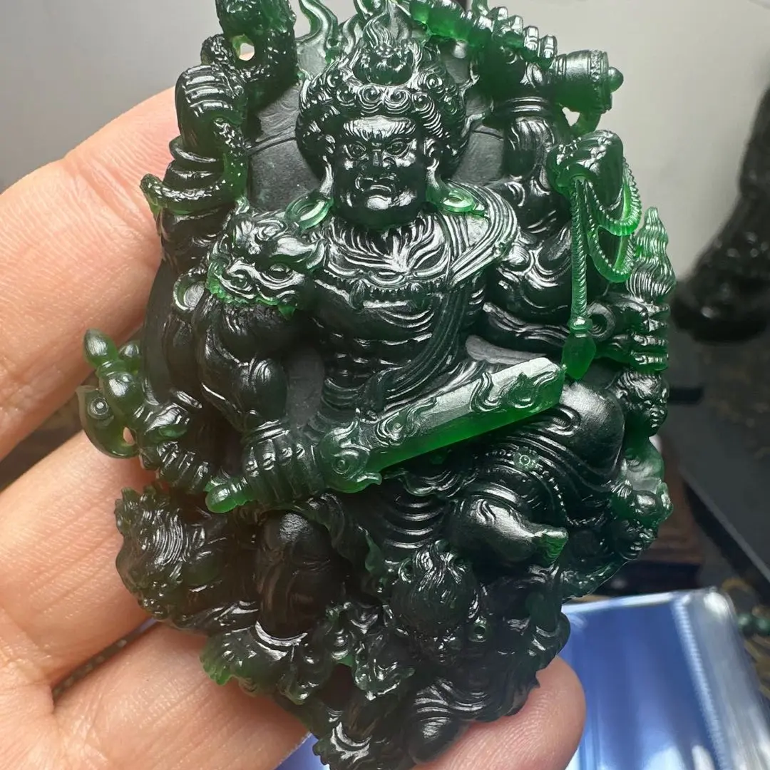 天然 A货翡翠不动明王吊坠