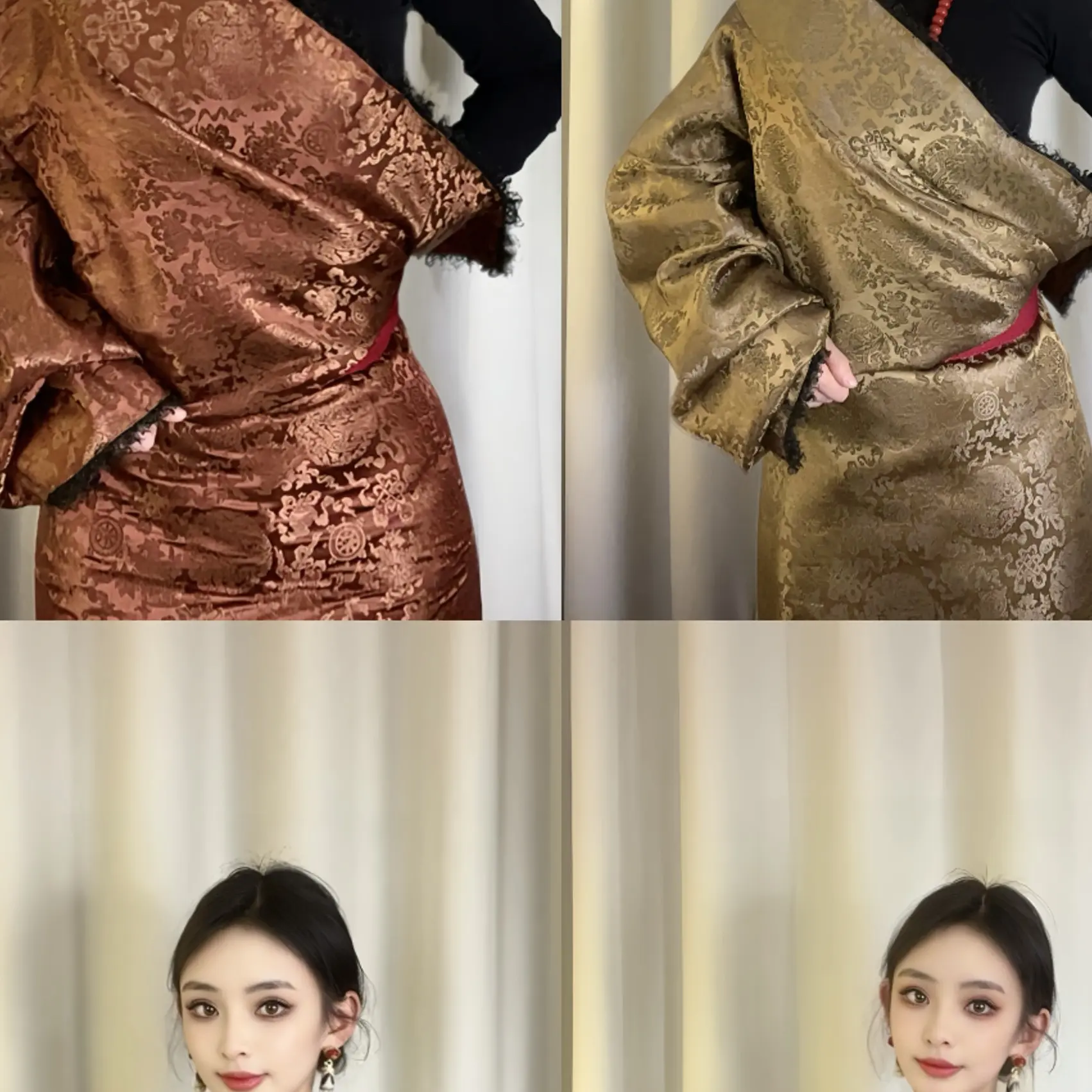 新款秋冬加绒加厚民族风女士藏袍保暖（送腰带）