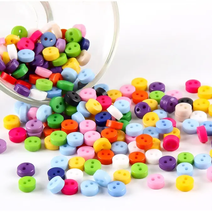 满38包邮彩色树脂迷你圆形纽扣布偶娃娃纽扣画diy材料